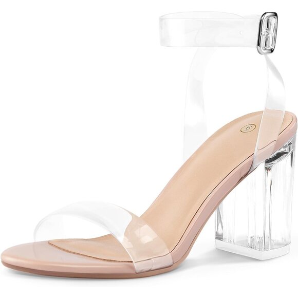 Women's Chunky Block Heels Open Toe Ankle Strap Inch Heeled Sandal